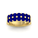 Load image into Gallery viewer, double-row-shared-prong-sapphire-wedding-band-in-yellow-gold-FD11382BGSABLANGLE5-1.50CT-NL-YG