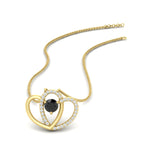 Load image into Gallery viewer, dual-heart-cute-diamond-pendant-with-black-diamond-in-FDPD11228GBLACK-NL-YG.jpg
