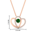 Load image into Gallery viewer, dual-heart-cute-diamond-pendant-with-emerald-in-FDPD11228GEMGR-NL-RG.jpg
