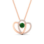 Load image into Gallery viewer, dual-heart-cute-diamond-pendant-with-emerald-in-FDPD11228GEMGR-NL-RG.jpg
