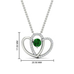 Load image into Gallery viewer, dual-heart-cute-diamond-pendant-with-emerald-in-FDPD11228GEMGR-NL-WG.jpg
