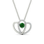 Load image into Gallery viewer, dual-heart-cute-diamond-pendant-with-emerald-in-FDPD11228GEMGR-NL-WG.jpg
