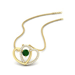 Load image into Gallery viewer, dual-heart-cute-diamond-pendant-with-emerald-in-FDPD11228GEMGR-NL-YG.jpg
