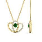 Load image into Gallery viewer, dual-heart-cute-diamond-pendant-with-emerald-in-FDPD11228GEMGR-NL-YG.jpg
