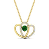 Load image into Gallery viewer, dual-heart-cute-diamond-pendant-with-emerald-in-FDPD11228GEMGR-NL-YG.jpg