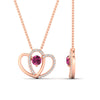 Load image into Gallery viewer, dual-heart-cute-diamond-pendant-with-pink-sapphire-in-FDPD11228GSADRPI-NL-RG.jpg