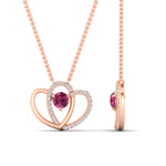 Load image into Gallery viewer, dual-heart-cute-diamond-pendant-with-pink-sapphire-in-FDPD11228GSADRPI-NL-RG.jpg
