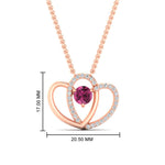 Load image into Gallery viewer, dual-heart-cute-diamond-pendant-with-pink-sapphire-in-FDPD11228GSADRPI-NL-RG.jpg
