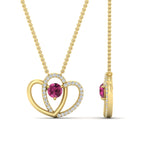 Load image into Gallery viewer, dual-heart-cute-diamond-pendant-with-pink-sapphire-in-FDPD11228GSADRPI-NL-YG.jpg
