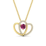 Load image into Gallery viewer, dual-heart-cute-diamond-pendant-with-pink-sapphire-in-FDPD11228GSADRPI-NL-YG.jpg
