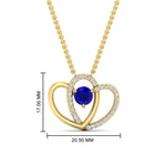 Load image into Gallery viewer, dual-heart-cute-diamond-pendant-with-sapphire-in-FDPD11228GSABL-NL-YG.jpg
