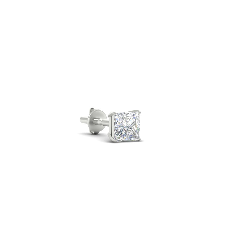 Earring For Men 2 Carat Princess Cut Stud