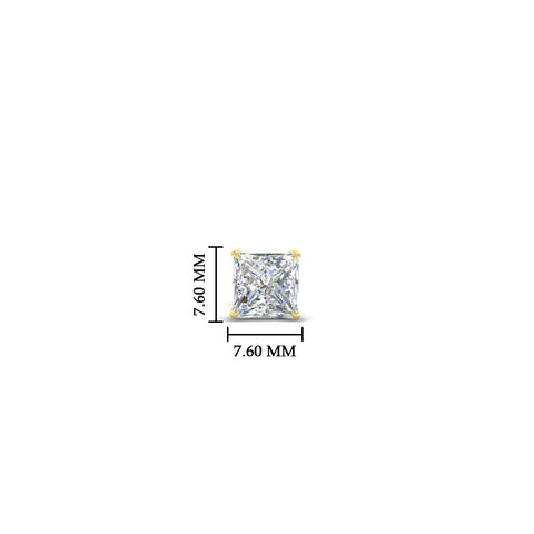 Earring For Men 2 Carat Princess Cut Stud
