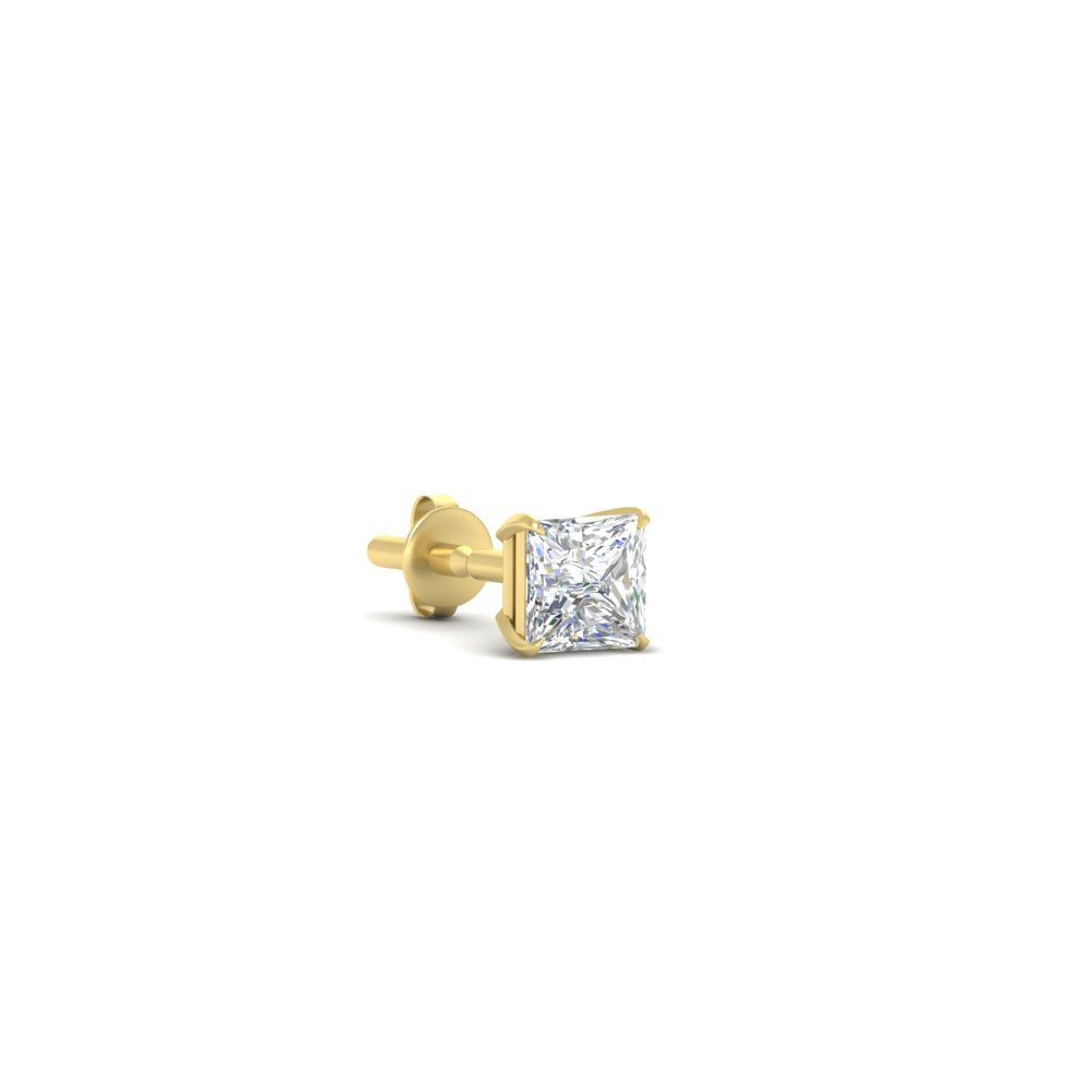 Earring For Men 2 Carat Princess Cut Stud