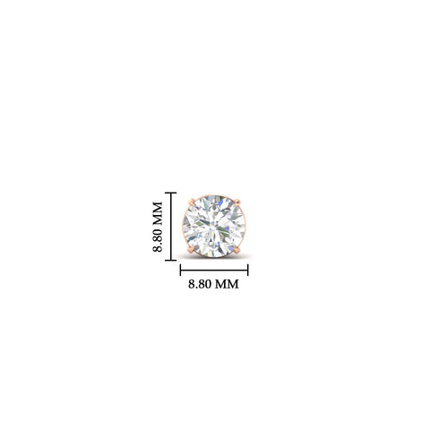 Earring For Men 2 Carat Round Cut Stud