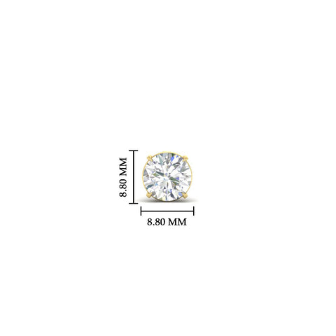 Earring For Men 2 Carat Round Cut Stud