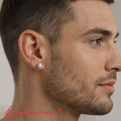 Earring For Men 2 Carat Round Cut Stud