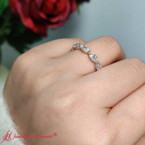 Horizontal 1.50 Ct Marquise Diamond Wedding Band