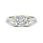 Load image into Gallery viewer, East West Cushion 2 Tone Engagement Ring
