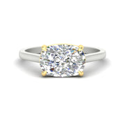 East West Cushion 2 Tone Engagement Ring