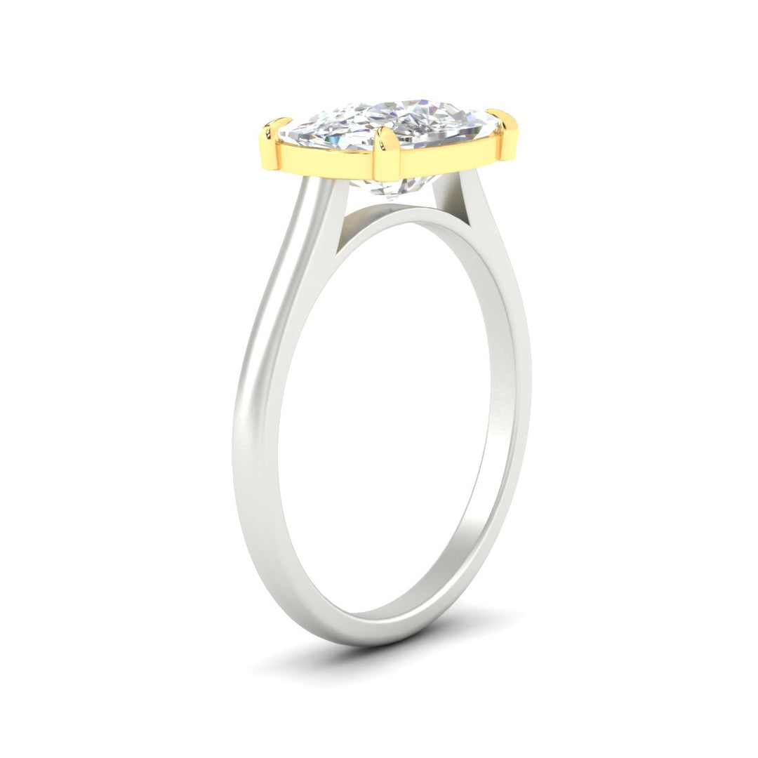 East West Cushion 2 Tone Engagement Ring