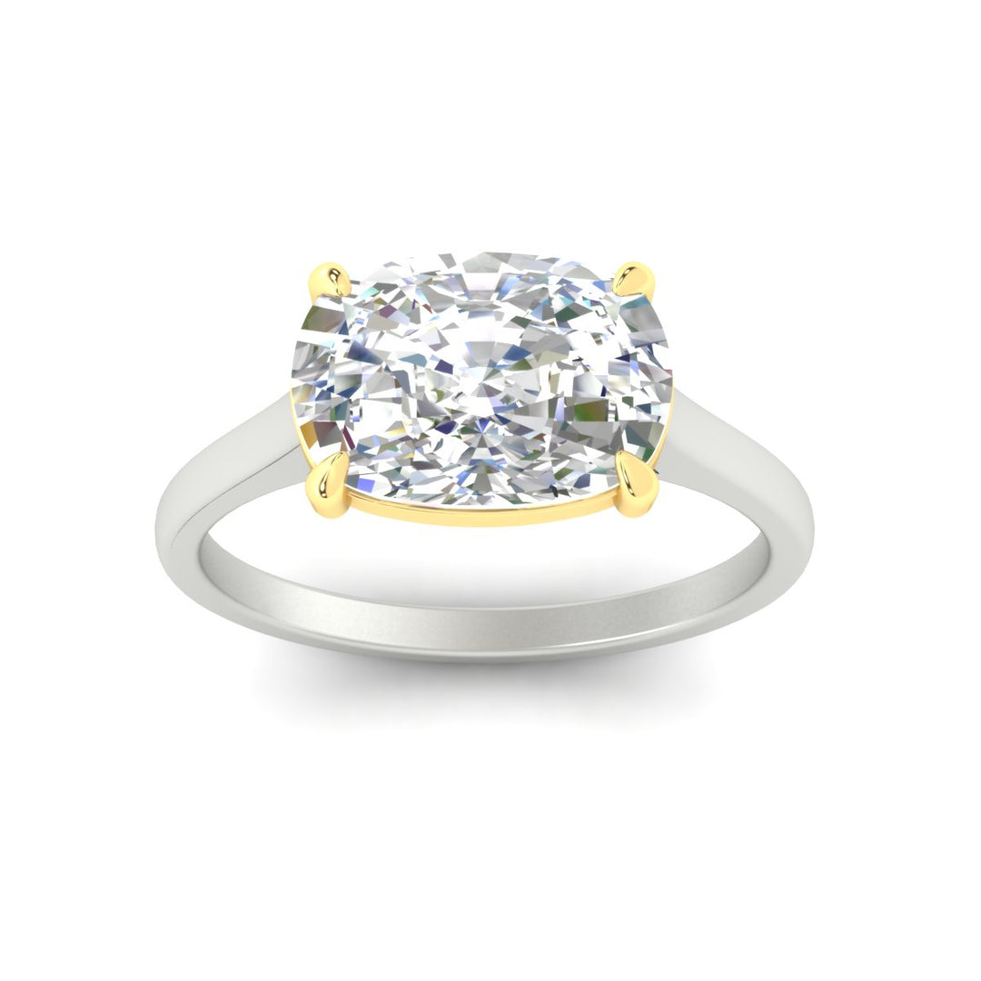 East West Cushion 2 Tone Engagement Ring