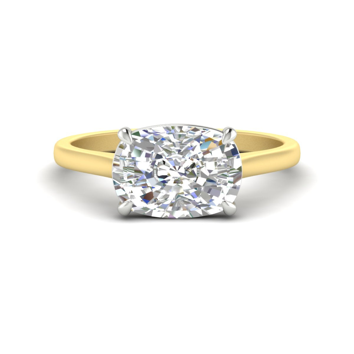 East West Cushion 2 Tone Engagement Ring