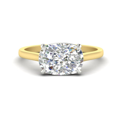 East West Cushion 2 Tone Engagement Ring