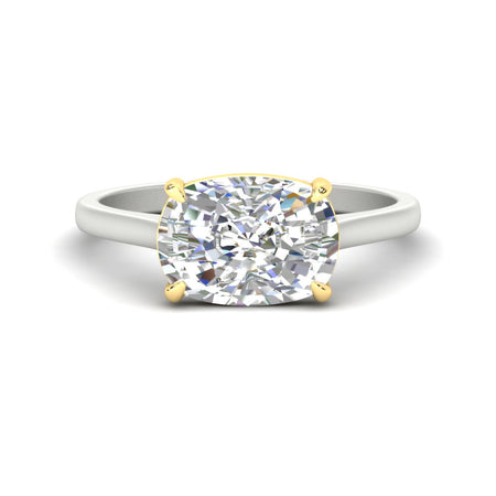 East West Cushion Diamond 2 Tone Engagement Ring