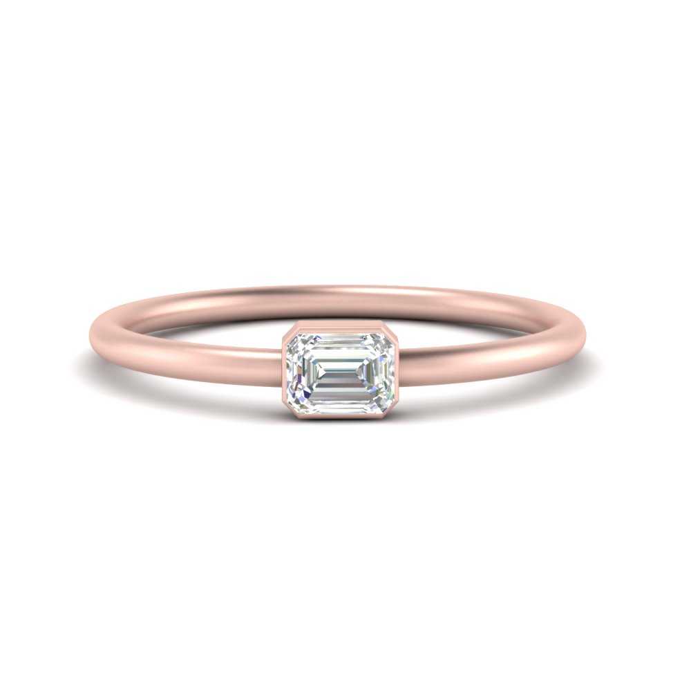 East West Emerald Cut Stacking Ring