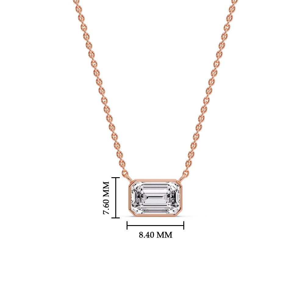 Emerald Diamond Bezel Set Solitaire Pendant