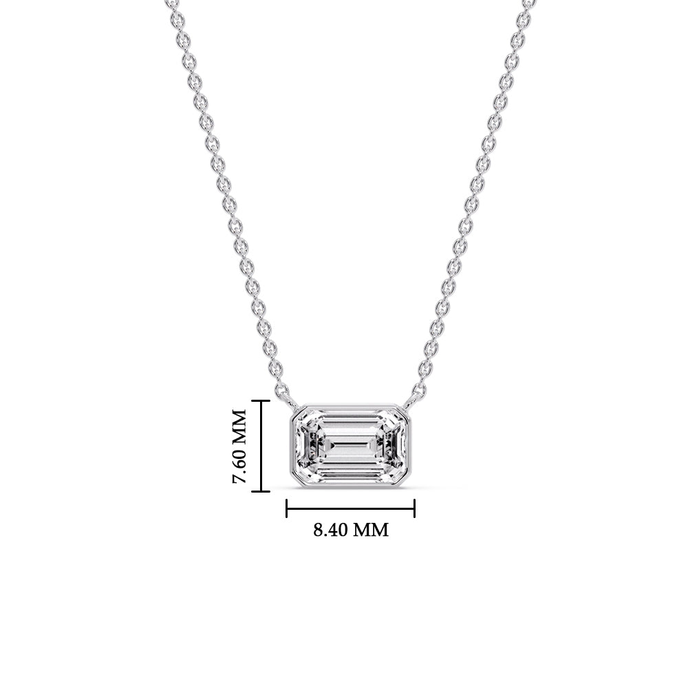 Emerald Diamond Bezel Set Solitaire Pendant