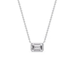Load image into Gallery viewer, Emerald Diamond Bezel Set Solitaire Pendant
