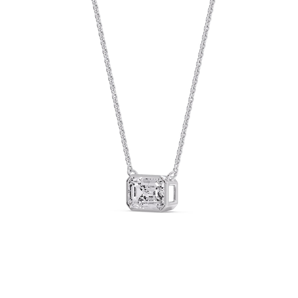 Emerald Diamond Bezel Set Solitaire Pendant