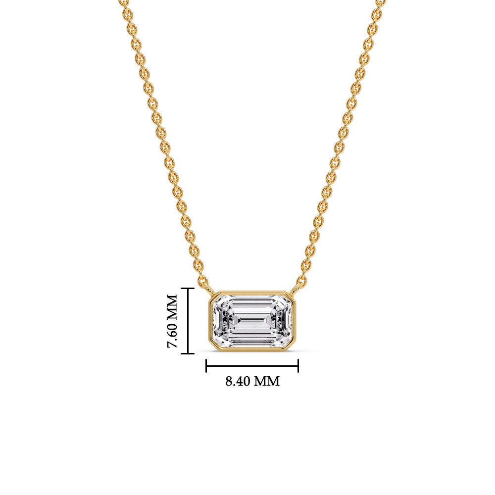 Emerald Diamond Bezel Set Solitaire Pendant