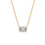 Load image into Gallery viewer, Emerald Diamond Bezel Set Solitaire Pendant
