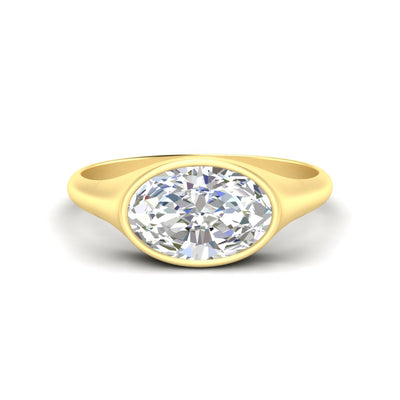 East West Oval Bezel Engagement Ring