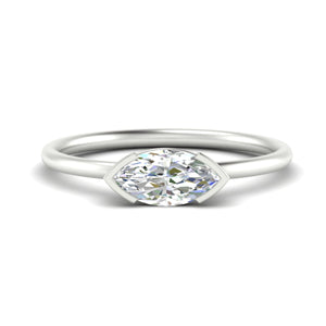 East West Marquise Solitaire Diamond Ring