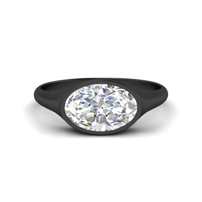 East West Oval Bezel Engagement Ring