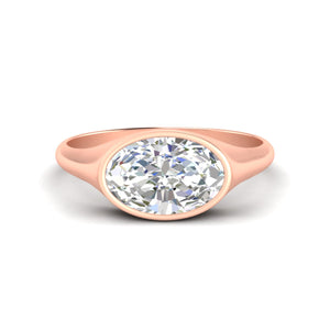 East West Oval Bezel Engagement Ring