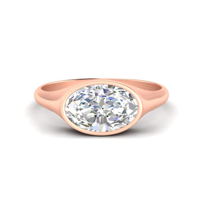 East West Oval Bezel Engagement Ring