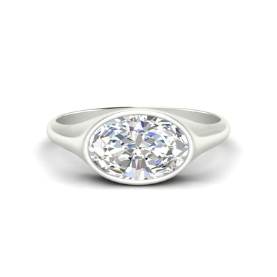 East West Oval Bezel Engagement Ring