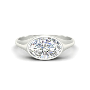 East West Oval Bezel Engagement Ring