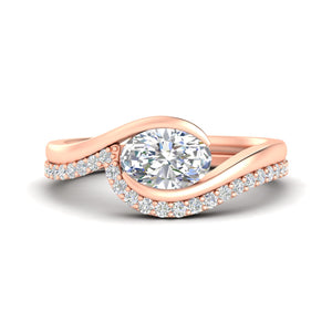 East West Oval Diamond Band Ring Set