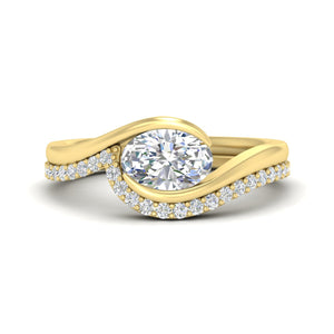 East West Oval Diamond Band Ring Set