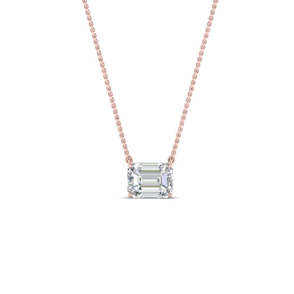 Emerald Cut East West Solitaire Pendant