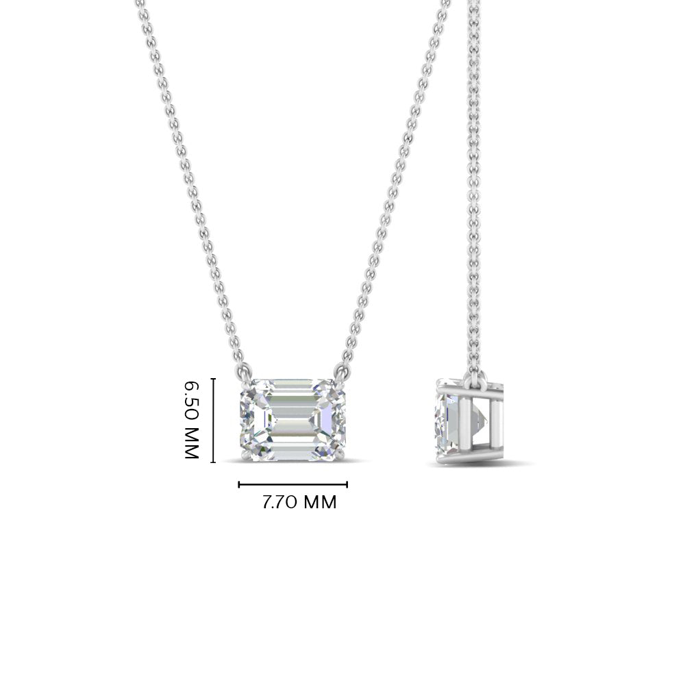Emerald Cut East West Solitaire Pendant