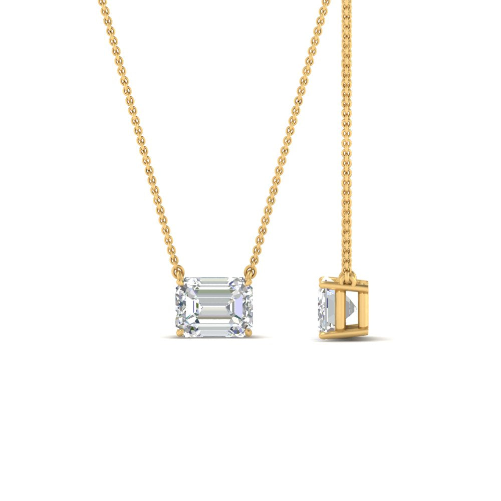 Emerald Cut East West Solitaire Pendant