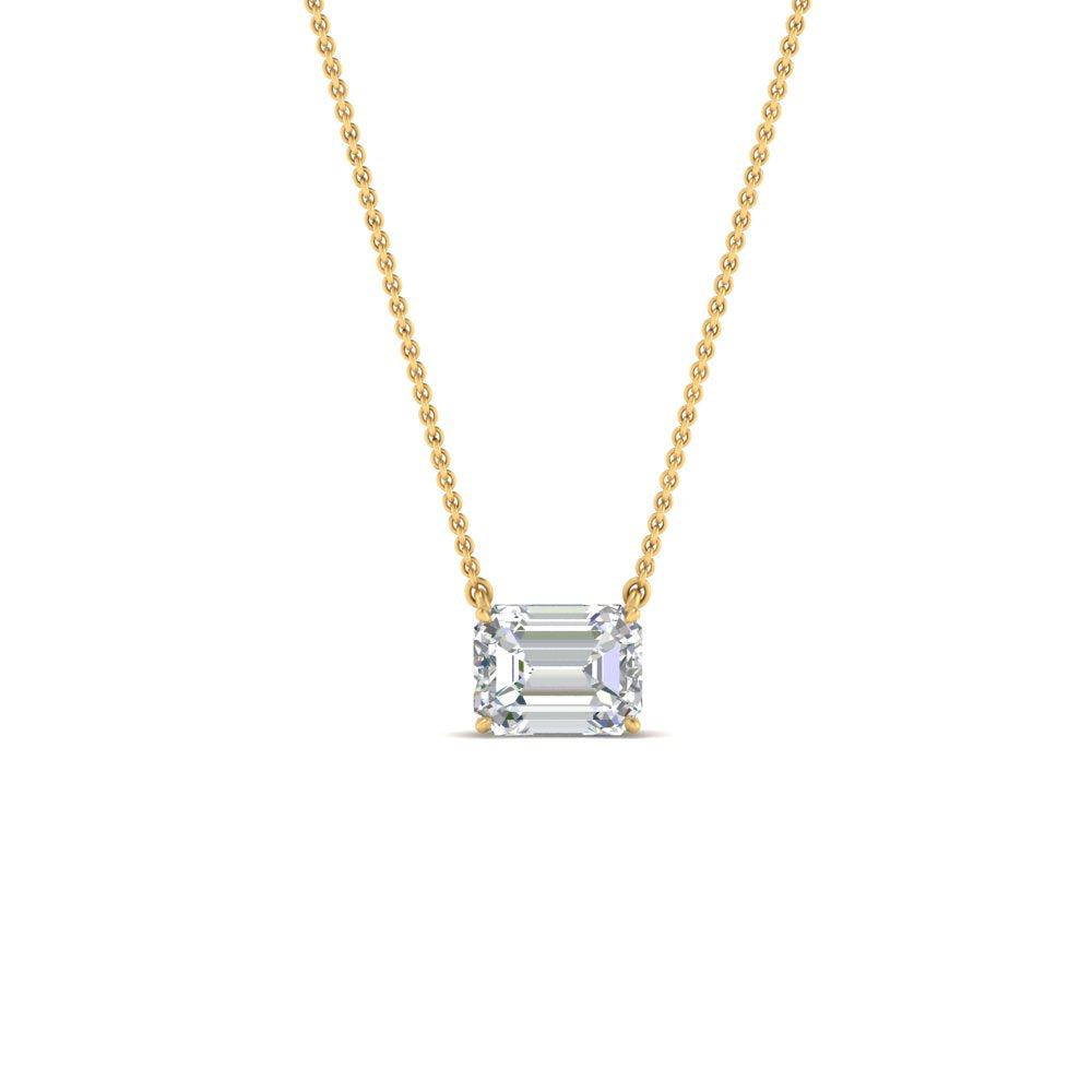 Emerald Cut East West Solitaire Pendant