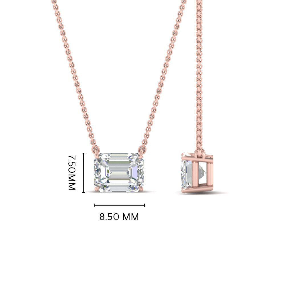 Emerald Cut East West Solitaire Pendant